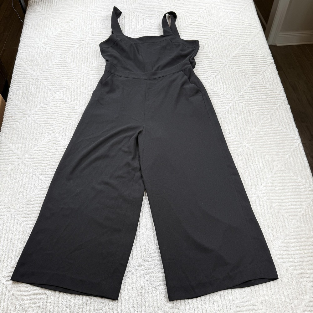 Madewell Jumpsuit Women 12 Apron Bow Back Wide Leg Baggy Cropped Night Out G2195